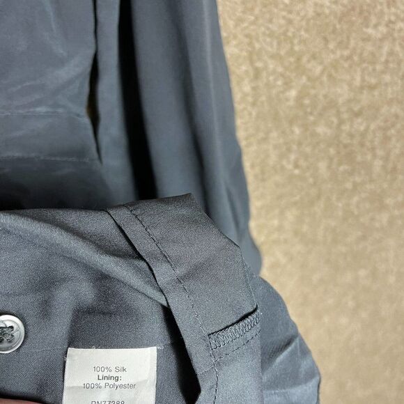 Madewell Kali Dress Womens Size 0 Dark Gray Silk Surplice Faux Wrap Long Sleeve - Picture 7 of 8